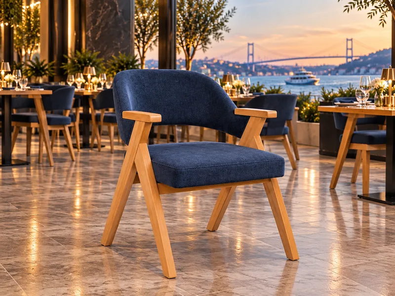 S-0029 — Lacivert Kumaşlı Kollu Sandalye