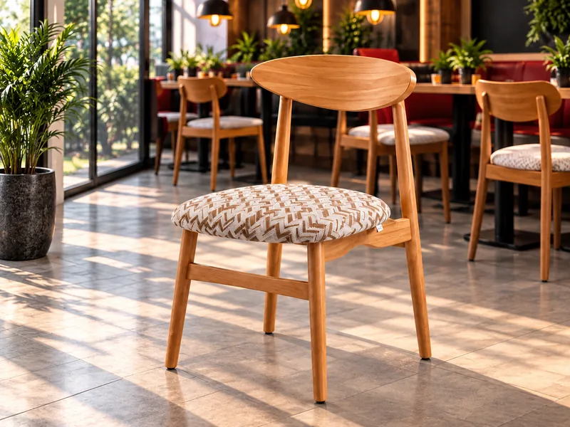 S-0054 — Oval Ahşap Sırtlı Desenli Sandalye